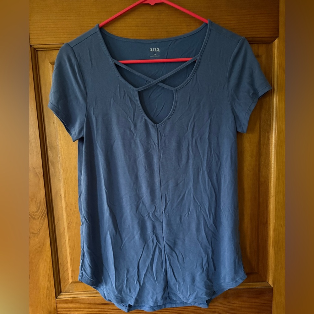 a.n.a Blue Crisscross Top